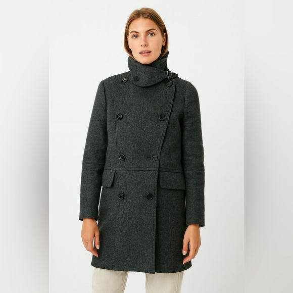 Belstaff Fayer Cashmere Blend Double Breasted Convertible Peacoat Coat 48 Gray - Picture 1 of 16